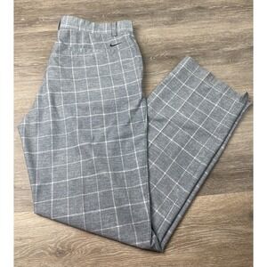 Nike Golf Tour Performance Gray Plaid Chino Pants Mens Size 36X32 Grey Stretch